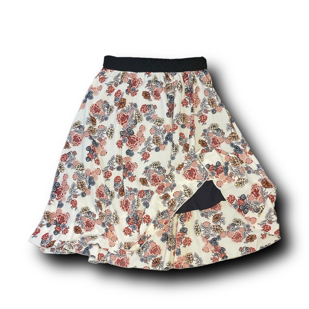 LuLaRoe Pink and Red Midi A-Line Skirt